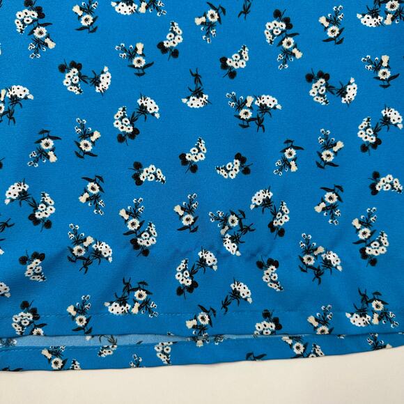 Loft Outlet Blue Micro Floral Sleeveless V-Neck A-Line Midi Dress Womens Size 4 - Picture 12 of 12